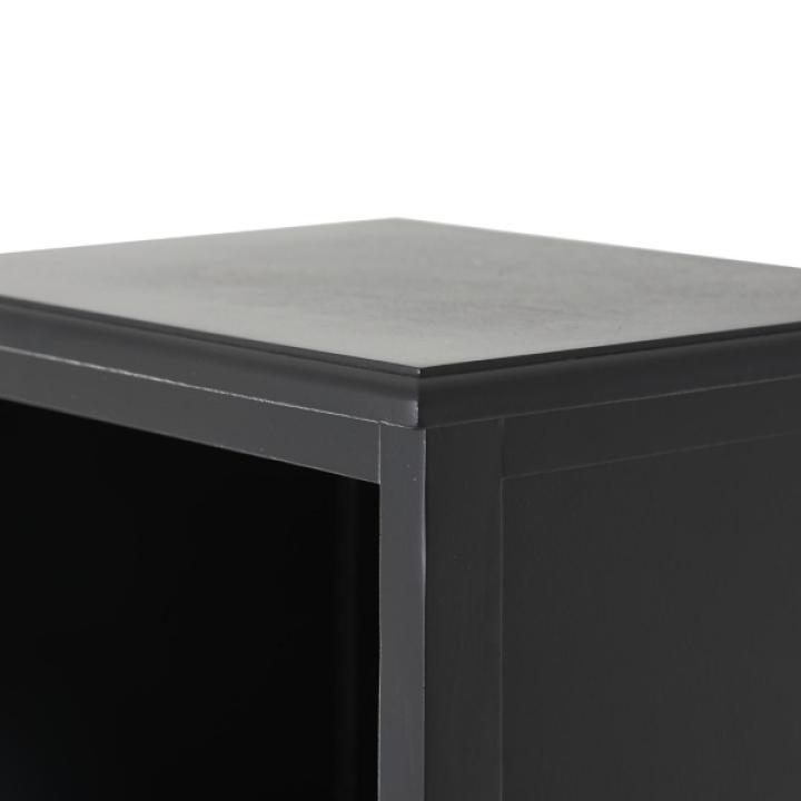 Black Wood and Rattan 3-Tier Bookcase