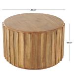 Natural Mango Wood Round Ridge Coffee Table