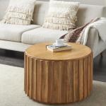 Natural Mango Wood Round Ridge Coffee Table