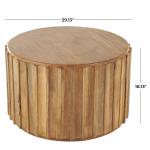 Natural Mango Wood Round Ridge Coffee Table