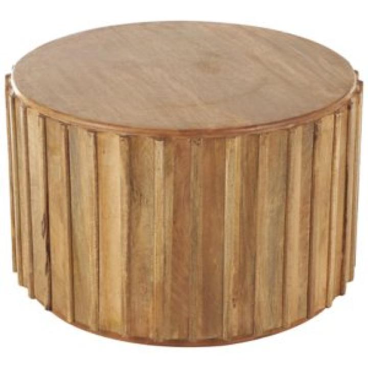 Natural Mango Wood Round Ridge Coffee Table