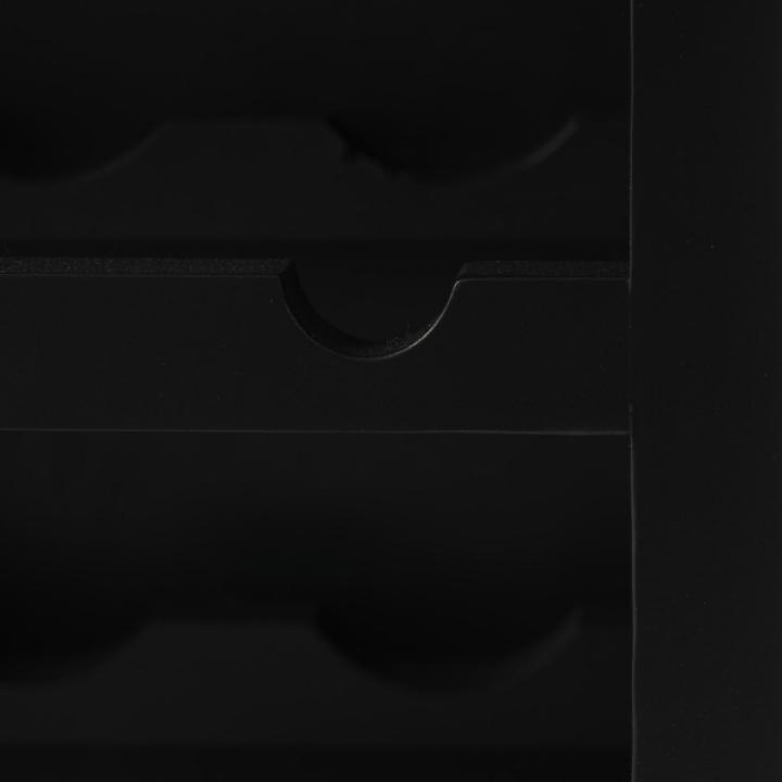 Black Wood & Natural Rattan Wine Bottle Cabinet