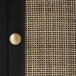 Black Wood & Natural Rattan Small Cabinet