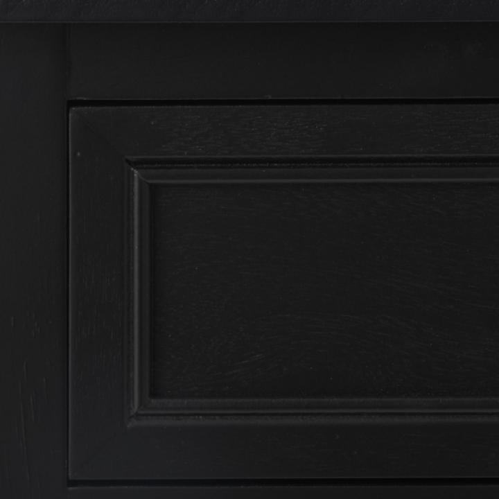 Black Wood & Natural Rattan Small Cabinet