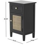 Black Wood & Natural Rattan Small Cabinet