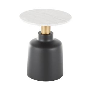 Black Metal & Marble Pedestal Accent Table