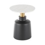 Black Metal & Marble Pedestal Accent Table