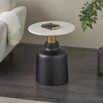 Black Metal & Marble Pedestal Accent Table