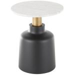 Black Metal & Marble Pedestal Accent Table