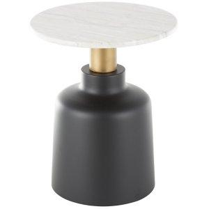 Black Metal & Marble Pedestal Accent Table