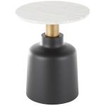 Black Metal & Marble Pedestal Accent Table