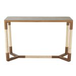 Brown Wood and Rope Geometric Console Table