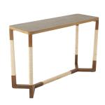 Brown Wood and Rope Geometric Console Table