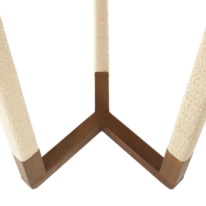 Brown Wood and Rope Geometric Console Table