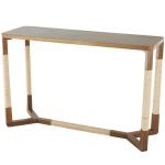 Brown Wood and Rope Geometric Console Table