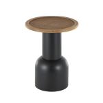 Black Metal Rattan Pedestal Accent Table, 16 in.