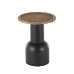 Black Metal Rattan Pedestal Accent Table, 16 in.