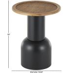 Black Metal Rattan Pedestal Accent Table, 16 in.