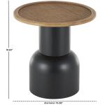 Black Metal Rattan Pedestal Accent Table, 19 in.
