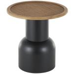 Black Metal Rattan Pedestal Accent Table, 19 in.