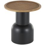 Black Metal Rattan Pedestal Accent Table, 19 in.