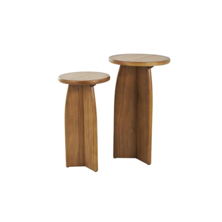 Light Brown Wood Modern Accent Tables, Set of 2