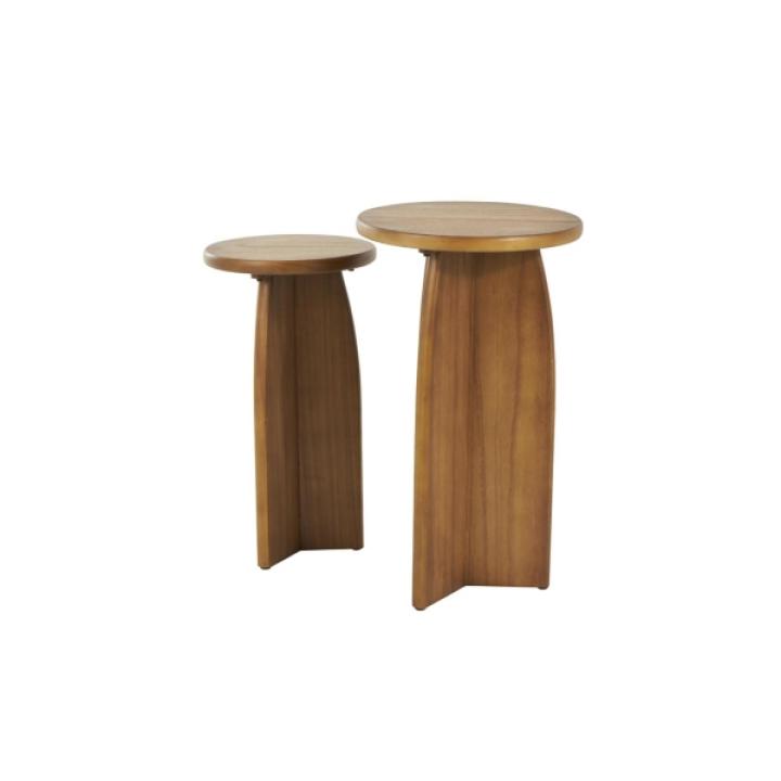 Light Brown Wood Modern Accent Tables, Set of 2
