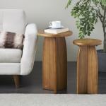 Light Brown Wood Modern Accent Tables, Set of 2