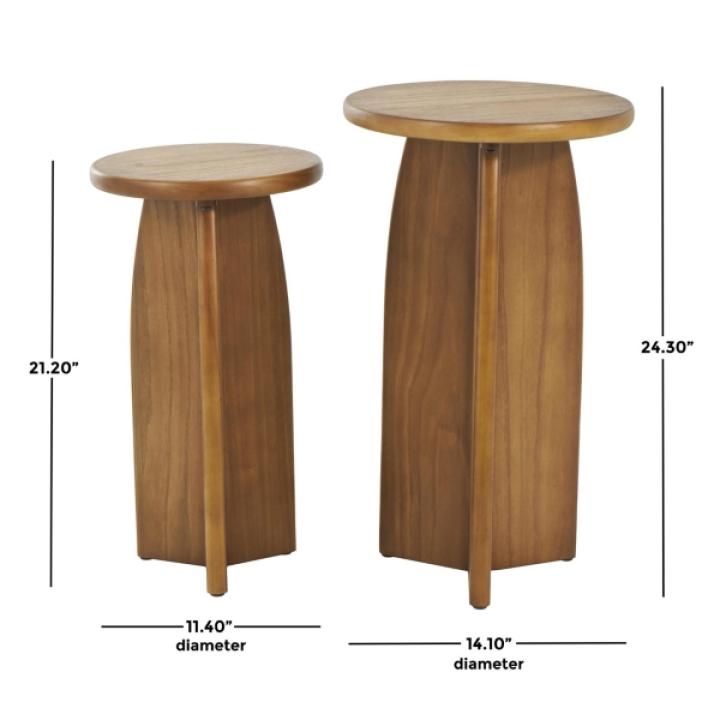 Light Brown Wood Modern Accent Tables, Set of 2