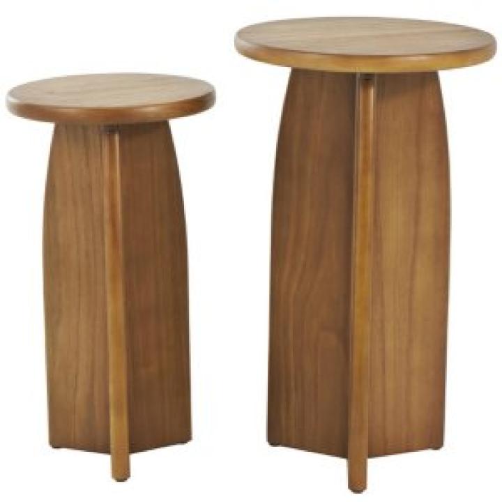 Light Brown Wood Modern Accent Tables, Set of 2