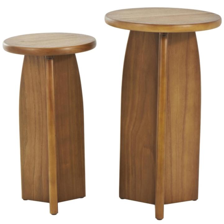 Light Brown Wood Modern Accent Tables, Set of 2