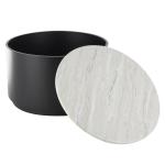 White Marble & Black Metal Storage Coffee Table