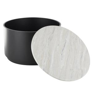 White Marble & Black Metal Storage Coffee Table