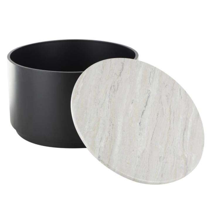 White Marble & Black Metal Storage Coffee Table