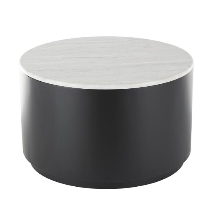 White Marble & Black Metal Storage Coffee Table