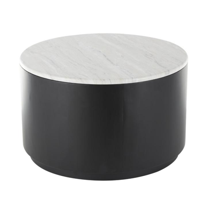 White Marble & Black Metal Storage Coffee Table