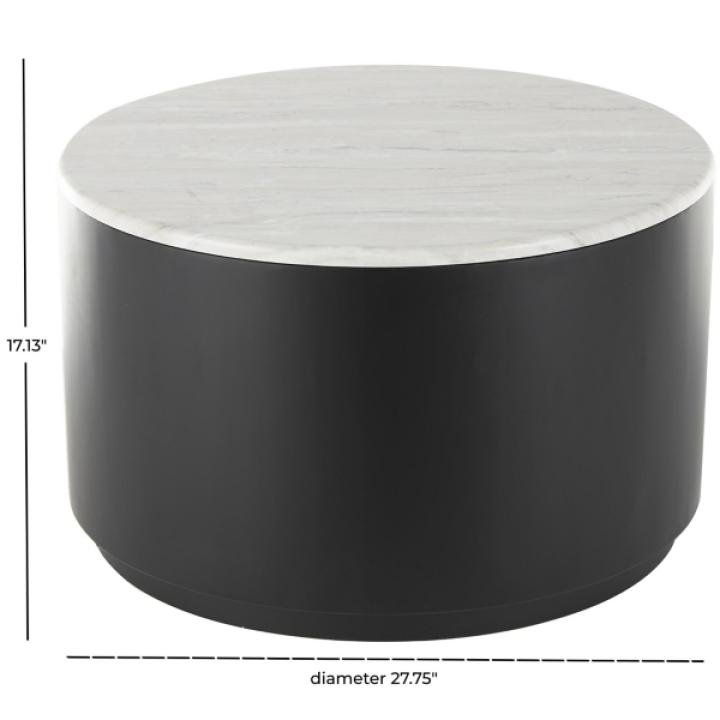 White Marble & Black Metal Storage Coffee Table