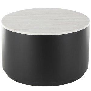 White Marble & Black Metal Storage Coffee Table