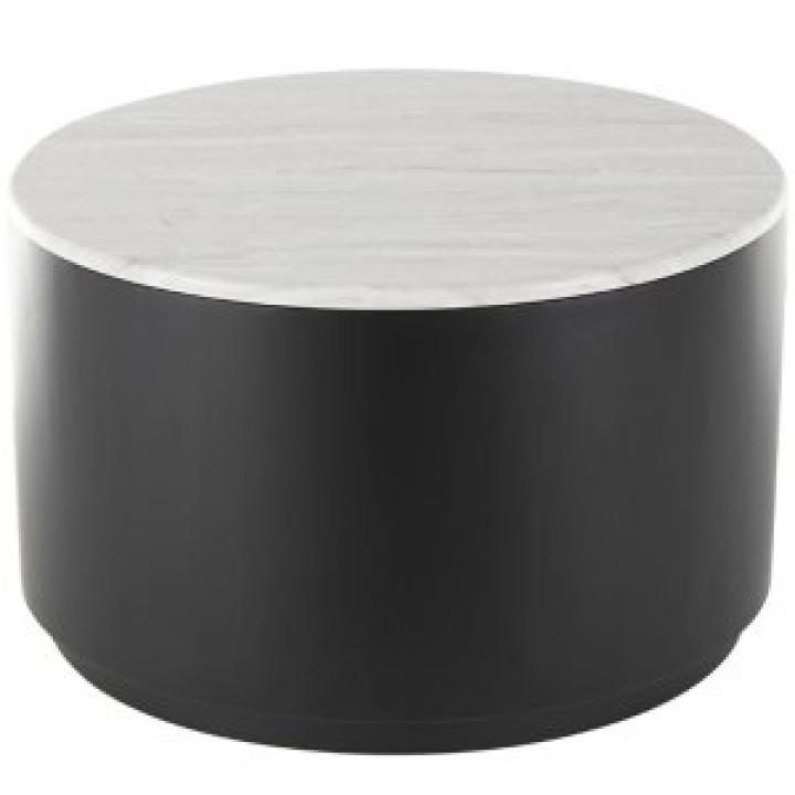 White Marble & Black Metal Storage Coffee Table