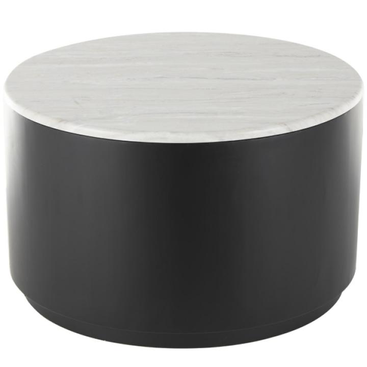 White Marble & Black Metal Storage Coffee Table