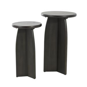 Black Wood Modern Accent Tables, Set of 2