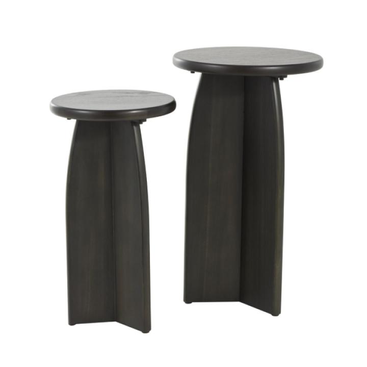 Black Wood Modern Accent Tables, Set of 2