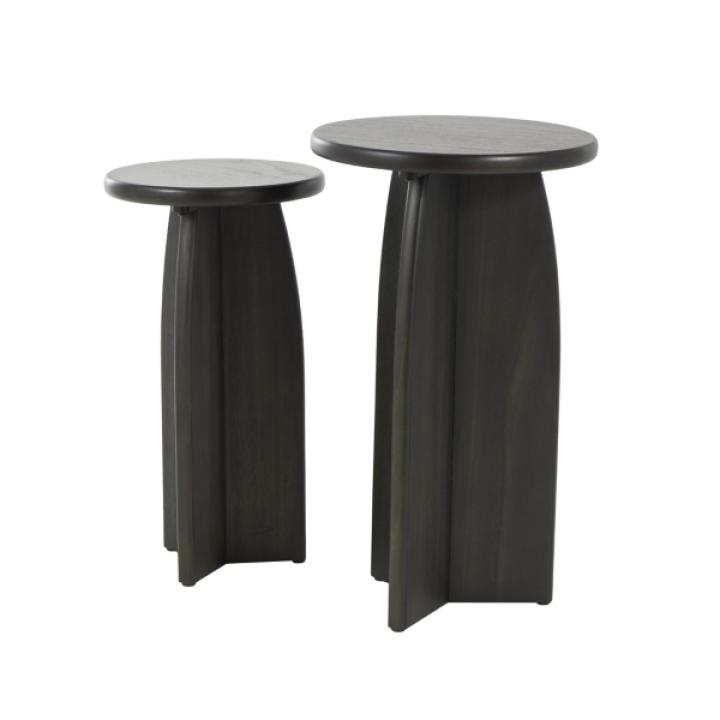 Black Wood Modern Accent Tables, Set of 2