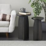 Black Wood Modern Accent Tables, Set of 2