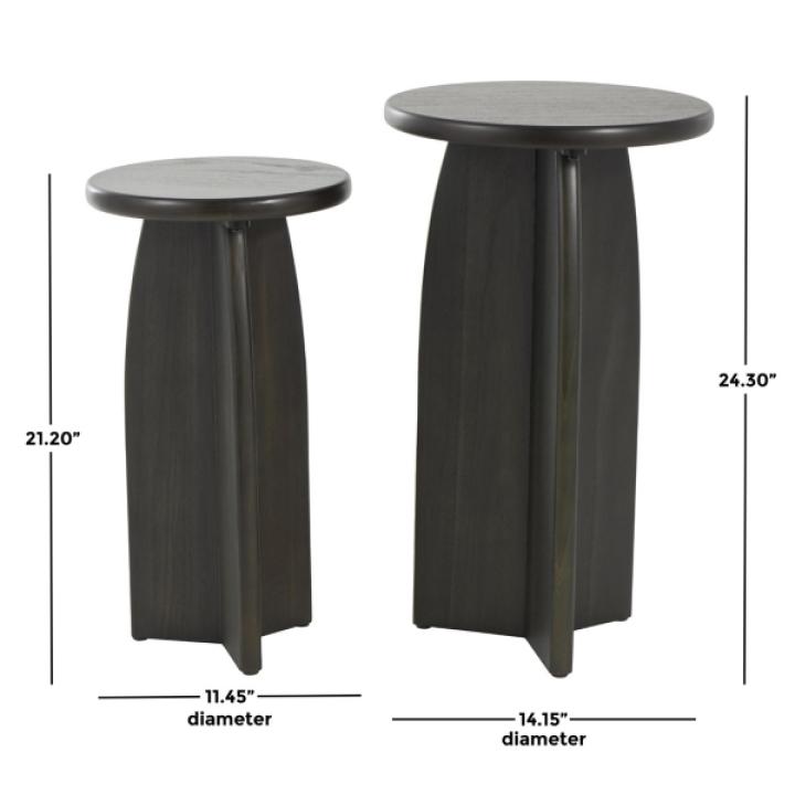 Black Wood Modern Accent Tables, Set of 2