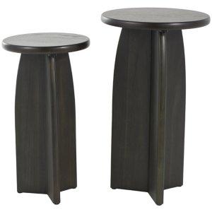 Black Wood Modern Accent Tables, Set of 2