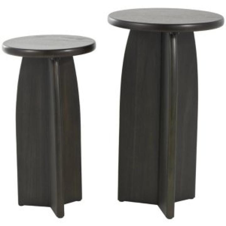 Black Wood Modern Accent Tables, Set of 2