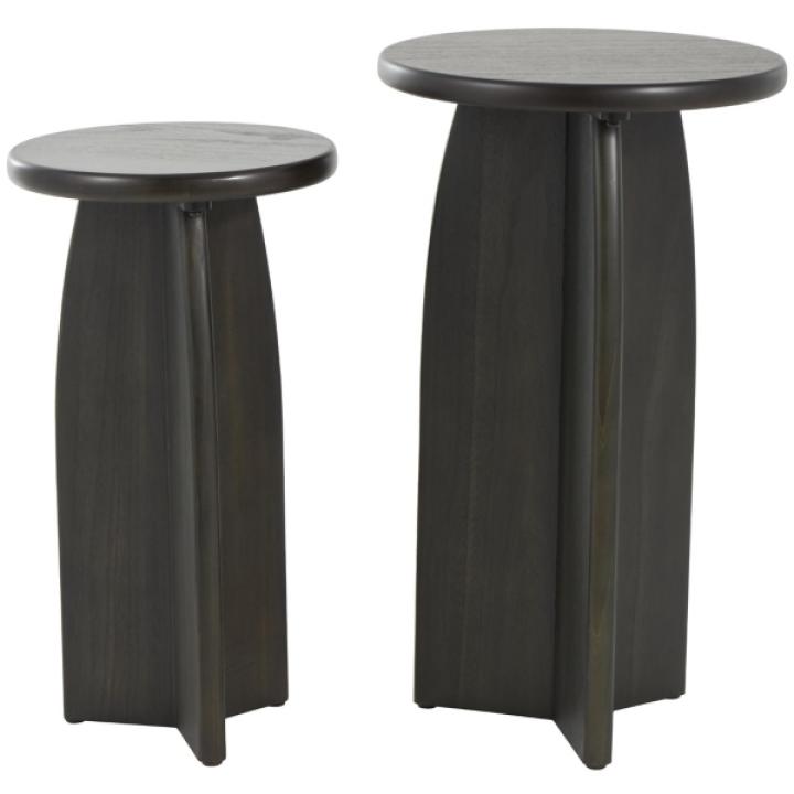 Black Wood Modern Accent Tables, Set of 2