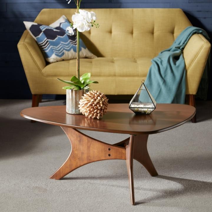 Walnut Triangle Modern Coffee Table