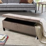 Gray Button Tufted Storage Bench